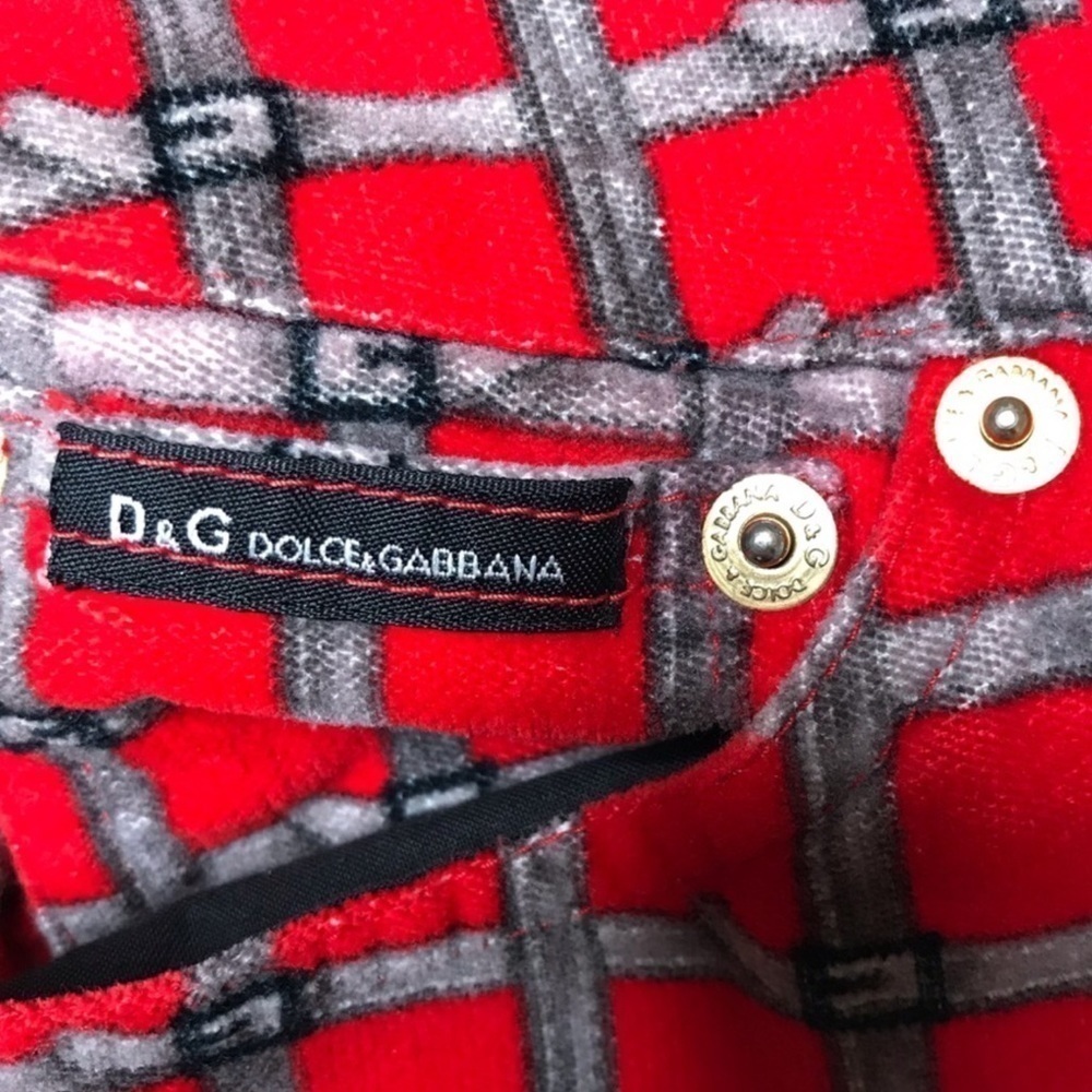 Dolce & Gabbana Vintage Red Velvet Patterned Pants Size 28. - Picture 5 of 16